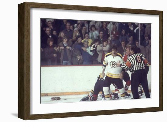 Nhl Boston Bruin Player Derek Sanderson in a Brawl Against Chicago Black Hawks-Art Rickerby-Framed Photographic Print