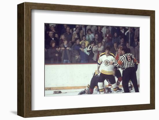 Nhl Boston Bruin Player Derek Sanderson in a Brawl Against Chicago Black Hawks-Art Rickerby-Framed Photographic Print