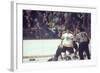 Nhl Boston Bruin Player Derek Sanderson in a Brawl Against Chicago Black Hawks-Art Rickerby-Framed Photographic Print