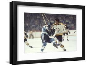 Nhl Boston Bruin Player Derek Sanderson Tripping Pittsburgh Penguin Player During Game-Art Rickerby-Framed Premium Photographic Print