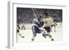 Nhl Boston Bruin Player Derek Sanderson Tripping Pittsburgh Penguin Player During Game-Art Rickerby-Framed Photographic Print