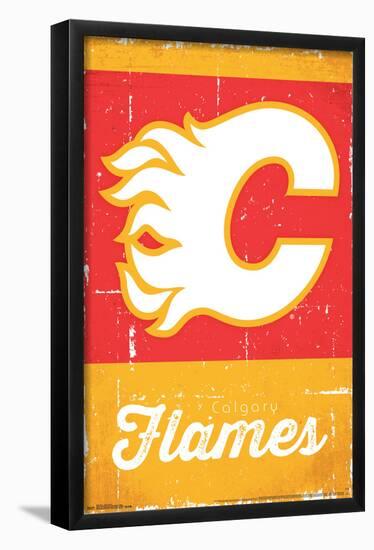 NHL Calgary Flames - Retro Logo 13-Trends International-Framed Poster