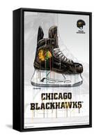 NHL Chicago Blackhawks - Drip Skate 21-Trends International-Framed Stretched Canvas