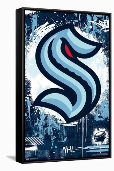 NHL Seattle Kraken - Maximalist Logo 23-Trends International-Framed Stretched Canvas