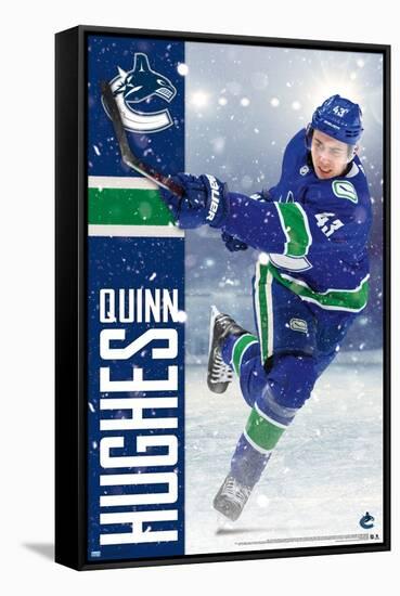 NHL Vancouver Canucks - Quinn Hughes 20-Trends International-Framed Stretched Canvas