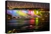 Niagara Falls - American Falls and Rainbow Lights-Lantern Press-Stretched Canvas