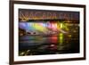 Niagara Falls - American Falls and Rainbow Lights-Lantern Press-Framed Premium Giclee Print