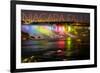 Niagara Falls - American Falls and Rainbow Lights-Lantern Press-Framed Premium Giclee Print