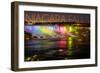 Niagara Falls - American Falls and Rainbow Lights-Lantern Press-Framed Art Print