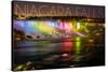 Niagara Falls - American Falls and Rainbow Lights-Lantern Press-Stretched Canvas