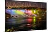 Niagara Falls - American Falls and Rainbow Lights-Lantern Press-Stretched Canvas