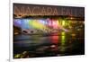 Niagara Falls - American Falls and Rainbow Lights-Lantern Press-Framed Art Print