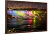 Niagara Falls - American Falls and Rainbow Lights-Lantern Press-Framed Art Print