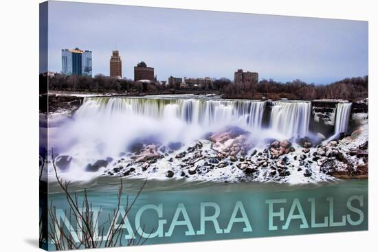 Niagara Falls - American Falls in Winter-Lantern Press-Stretched Canvas