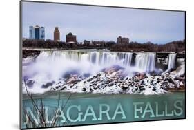 Niagara Falls - American Falls in Winter-Lantern Press-Mounted Art Print