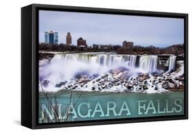 Niagara Falls - American Falls in Winter-Lantern Press-Framed Stretched Canvas