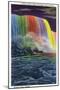 Niagara Falls, Canada - Horseshoe Falls Illuminated at Night-Lantern Press-Mounted Art Print