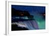 Niagara Falls - Falls and Green Lights at Night-Lantern Press-Framed Art Print