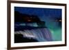 Niagara Falls - Falls and Green Lights at Night-Lantern Press-Framed Premium Giclee Print