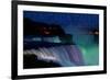 Niagara Falls - Falls and Green Lights at Night-Lantern Press-Framed Premium Giclee Print