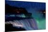 Niagara Falls - Falls and Green Lights at Night-Lantern Press-Mounted Premium Giclee Print