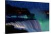 Niagara Falls - Falls and Green Lights at Night-Lantern Press-Stretched Canvas