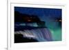 Niagara Falls - Falls and Green Lights at Night-Lantern Press-Framed Art Print