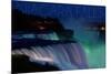 Niagara Falls - Falls and Green Lights at Night-Lantern Press-Mounted Art Print