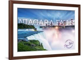 Niagara Falls - Falls and Skyline-Lantern Press-Framed Art Print