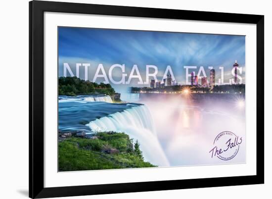 Niagara Falls - Falls and Skyline-Lantern Press-Framed Art Print