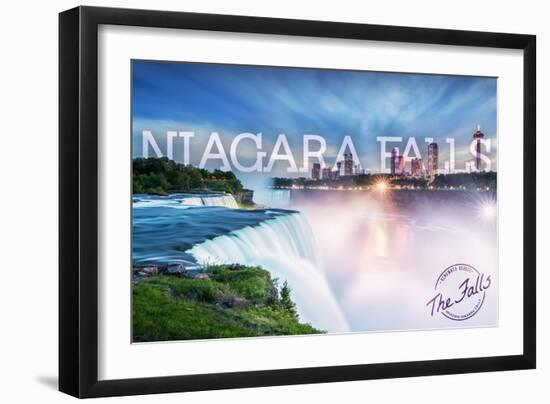 Niagara Falls - Falls and Skyline-Lantern Press-Framed Art Print