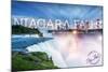 Niagara Falls - Falls and Skyline-Lantern Press-Mounted Art Print