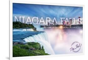 Niagara Falls - Falls and Skyline-Lantern Press-Framed Art Print