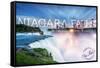 Niagara Falls - Falls and Skyline-Lantern Press-Framed Stretched Canvas