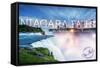 Niagara Falls - Falls and Skyline-Lantern Press-Framed Stretched Canvas