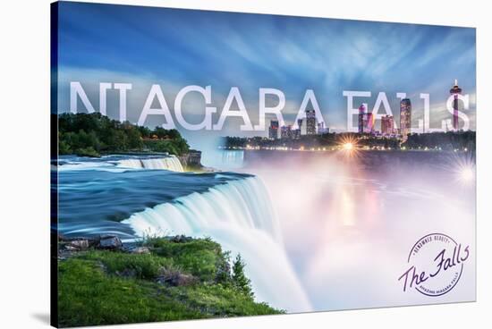 Niagara Falls - Falls and Skyline-Lantern Press-Stretched Canvas