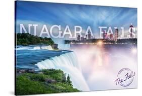 Niagara Falls - Falls and Skyline-Lantern Press-Stretched Canvas