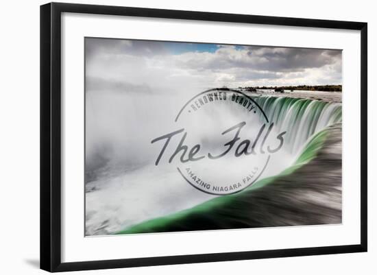 Niagara Falls - Horseshoe Falls Close Up with Mist - Badge-Lantern Press-Framed Art Print