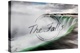 Niagara Falls - Horseshoe Falls Close Up with Mist - Badge-Lantern Press-Stretched Canvas