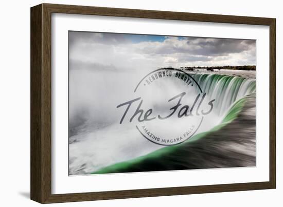 Niagara Falls - Horseshoe Falls Close Up with Mist - Badge-Lantern Press-Framed Art Print