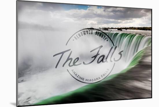 Niagara Falls - Horseshoe Falls Close Up with Mist - Badge-Lantern Press-Mounted Art Print