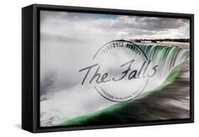 Niagara Falls - Horseshoe Falls Close Up with Mist - Badge-Lantern Press-Framed Stretched Canvas