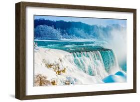 Niagara Falls in Winter, Niagara Falls State Park, New York, American Falls and Bridalveil Falls-Tom Till-Framed Photographic Print