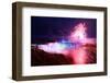 Niagara Falls Lit at Night by Colorful Lights with Fireworks-Songquan Deng-Framed Photographic Print