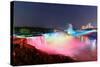 Niagara Falls Lit at Night by Colorful Lights-Songquan Deng-Stretched Canvas