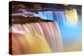 Niagara Falls Lit at Night by Colorful Lights-Songquan Deng-Stretched Canvas