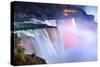 Niagara Falls Lit at Night by Colorful Lights-Songquan Deng-Stretched Canvas