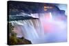 Niagara Falls Lit at Night by Colorful Lights-Songquan Deng-Stretched Canvas