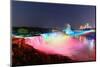 Niagara Falls Lit at Night by Colorful Lights-Songquan Deng-Mounted Photographic Print