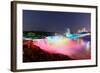 Niagara Falls Lit at Night by Colorful Lights-Songquan Deng-Framed Photographic Print